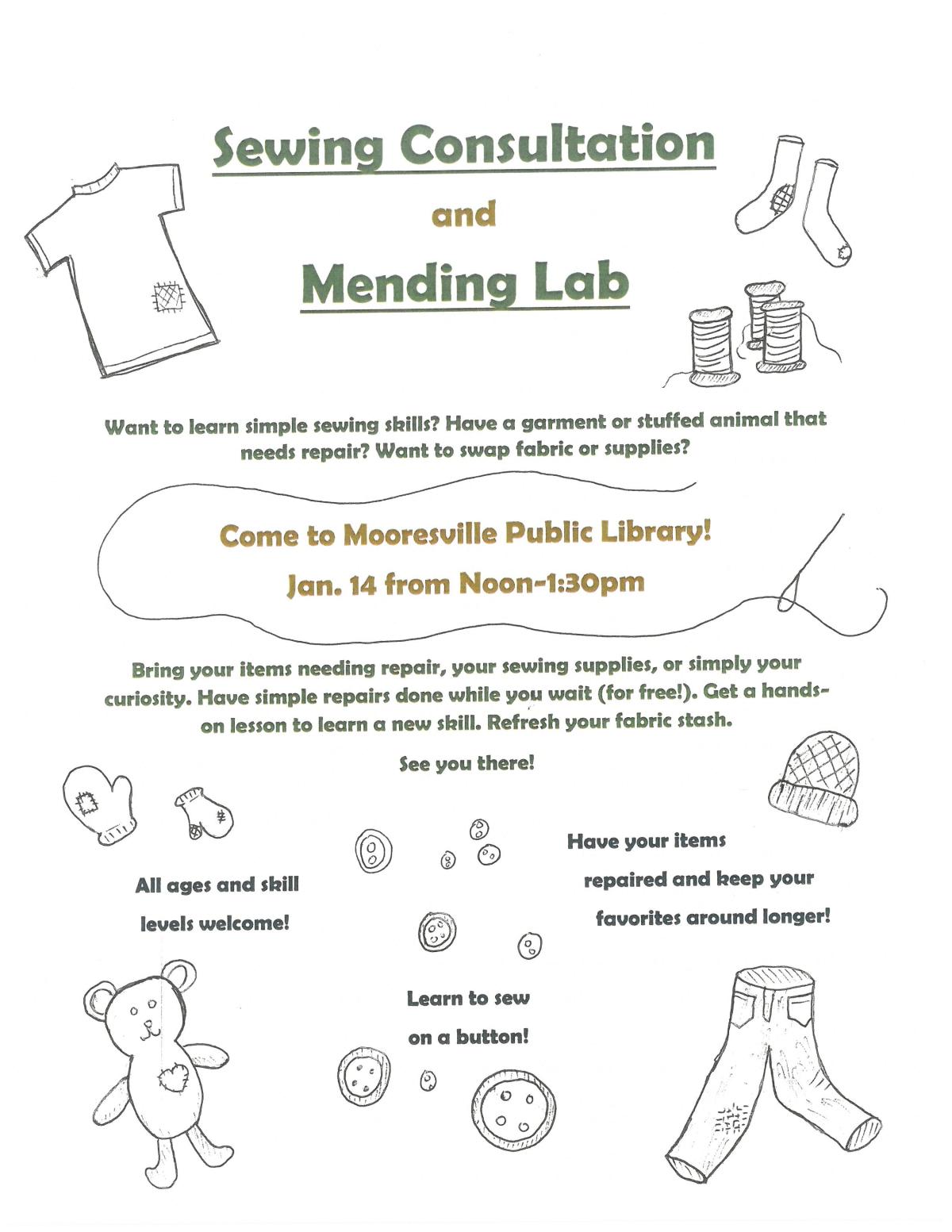 Sewing Consultation & Mending Lab Sign